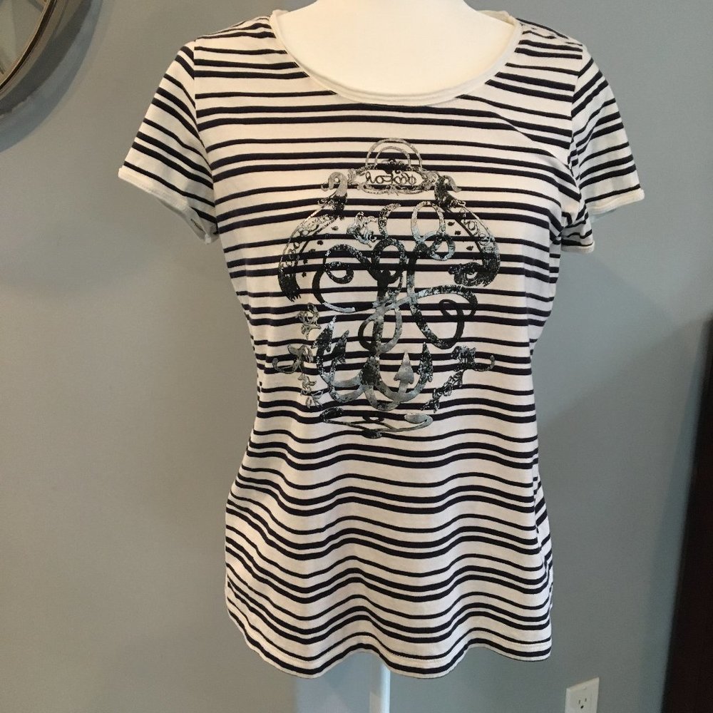 Style & Co Striped Short Sleeve Nautical Tee – L